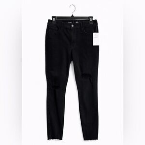 Old Navy Rockstar Super Skinny High-Rise Black Jeans Ripped Knee Petite 8 NWT
